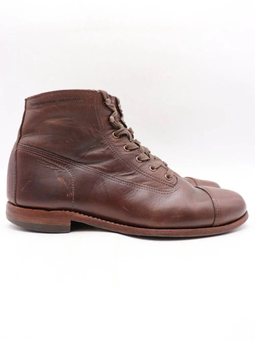 Wolverine 1000 Mile Boots Men's 10.5 D Brown Leather Combat Ankle Shoes USA